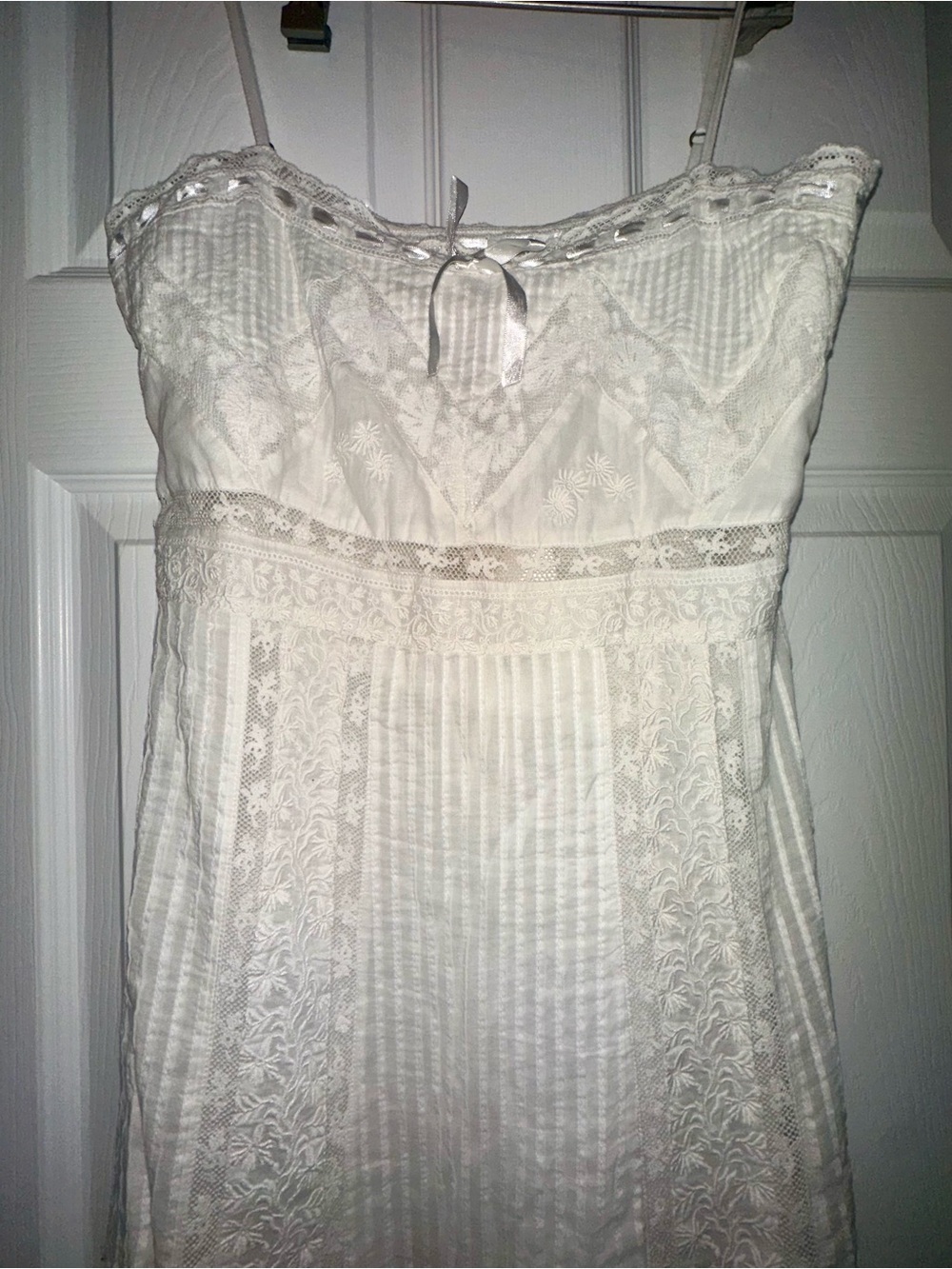 Lucina Dress in Optic Cotton & Lace White - Size 6- originally priced $695.00